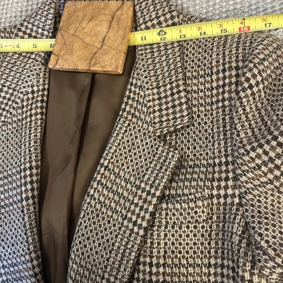 Brown Wool Plaid One Button Vintage Blazer By Georgia Sant’Angelo - Picture 8 of 13